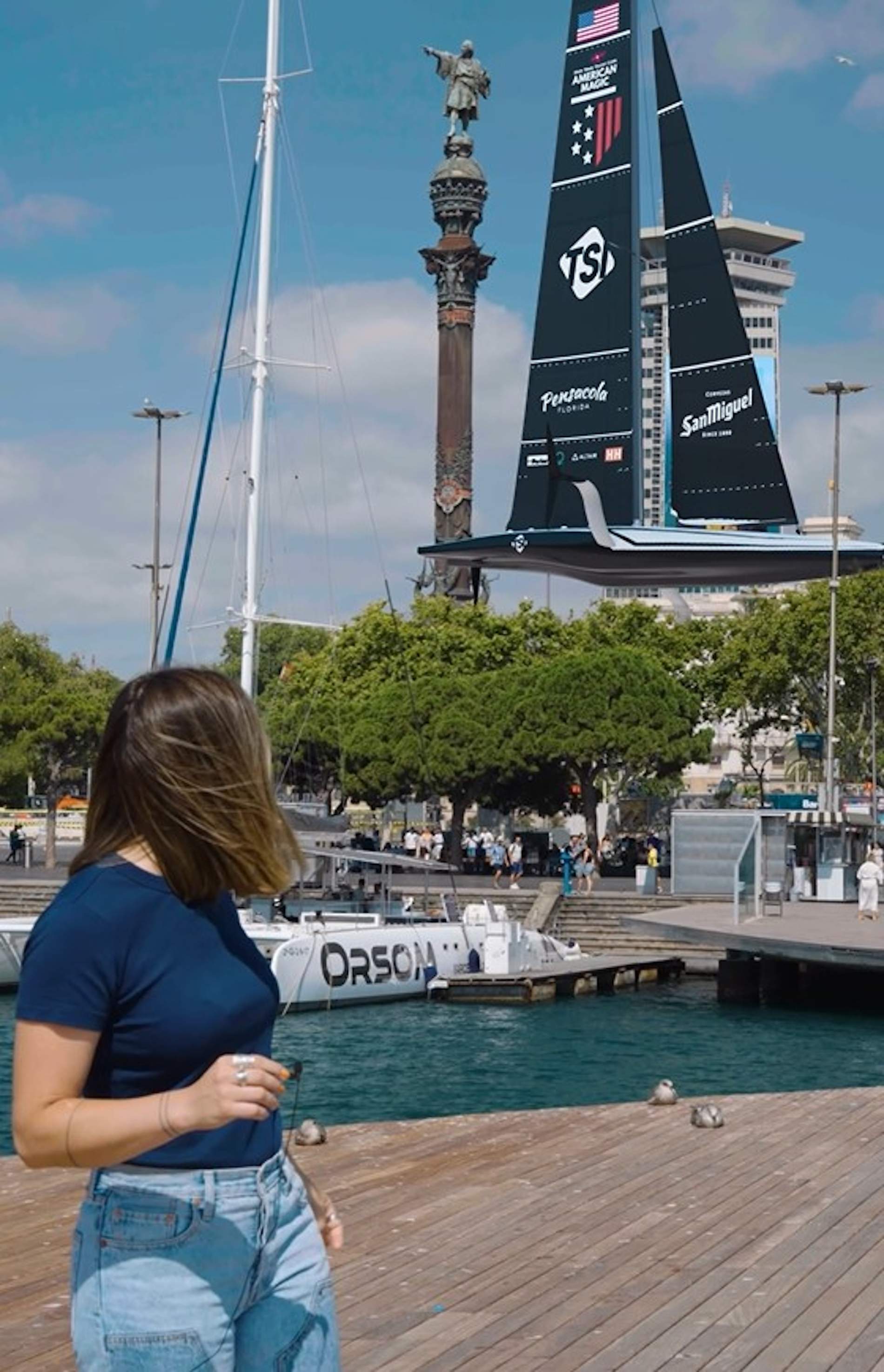 San Miguel hace volar el barco de NYYC American Magic, equipo de la 37ª Copa América de Barcelona