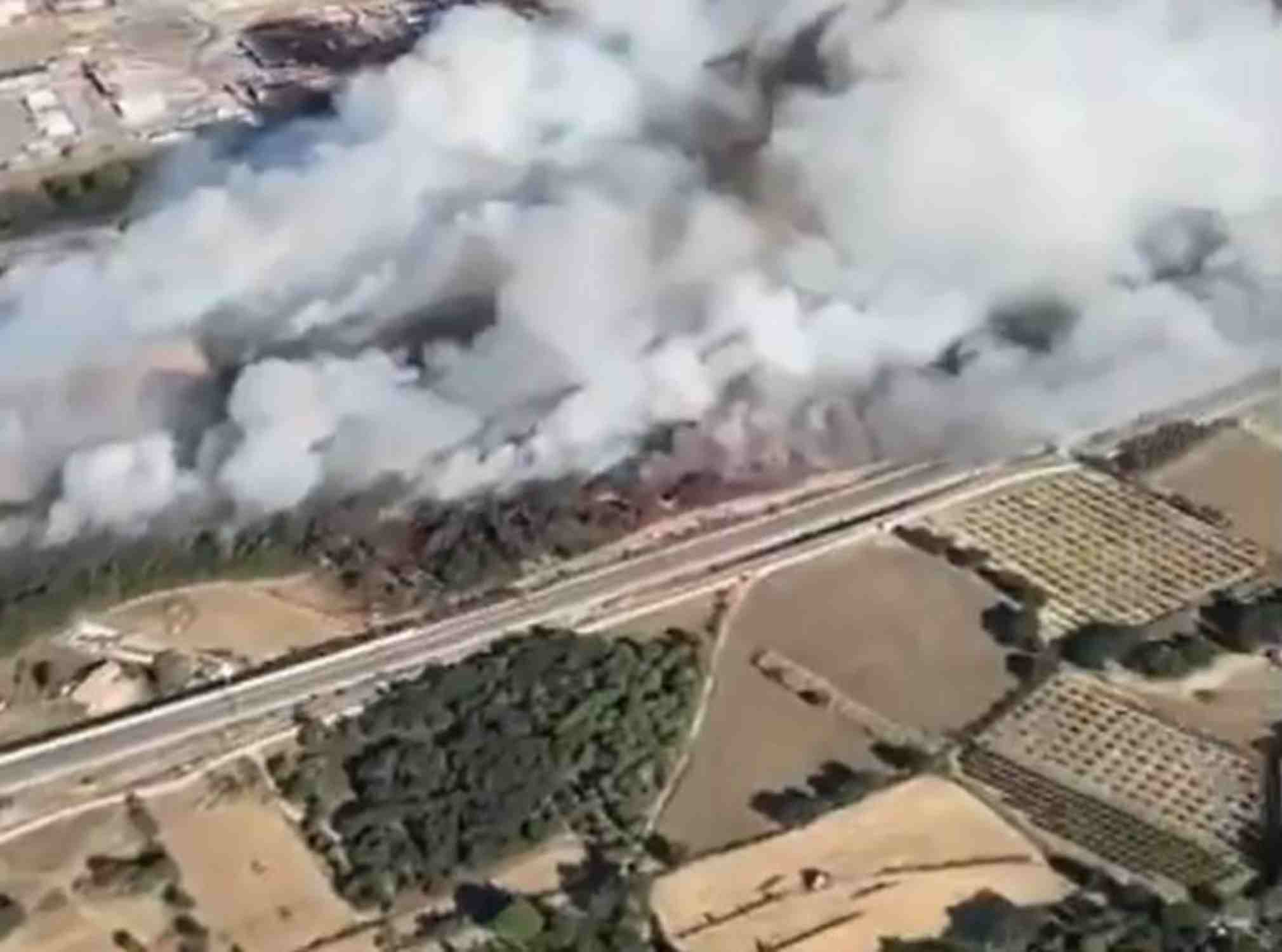 Un incendio forestal en el Alt Empordà ha obligado a cortar temporalmente la AP-7 y la circulación de AVE