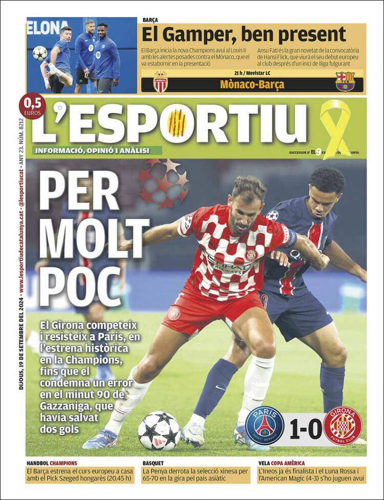 L'Esportiu Portada 19 09 2024