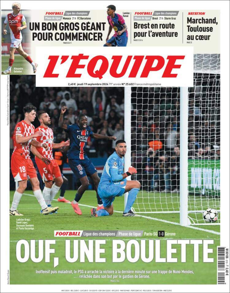 L'Équipe Portada 19 09 2024