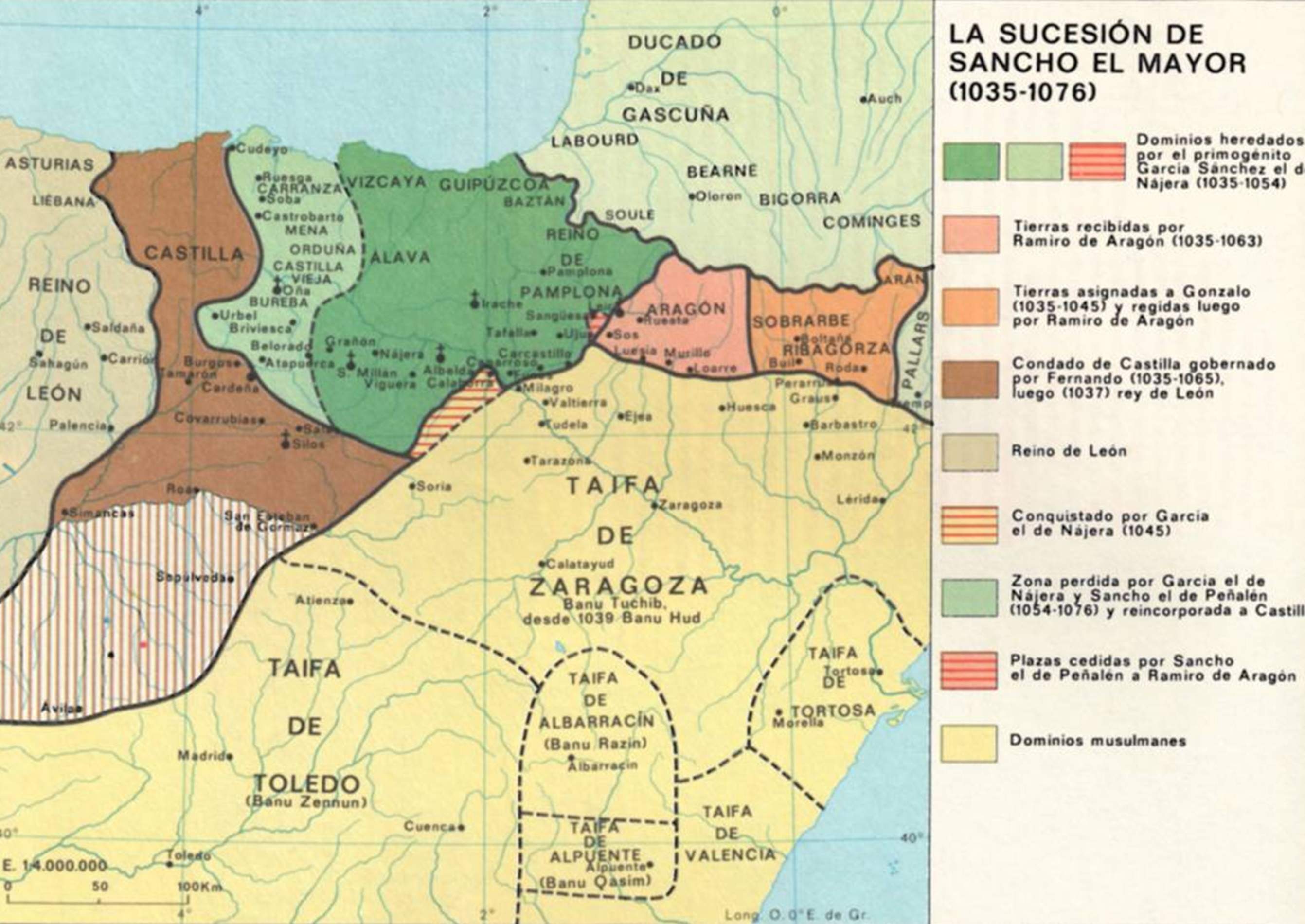 Mapa del reino de Pamplona y sus territorios a caballo entre el año 1000. Font Nabarralde