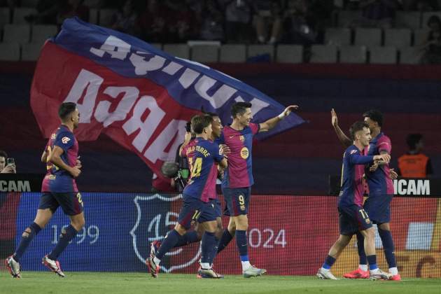 Lewandowski celebra su gol en el Barça-Getafe / Foto: EFE