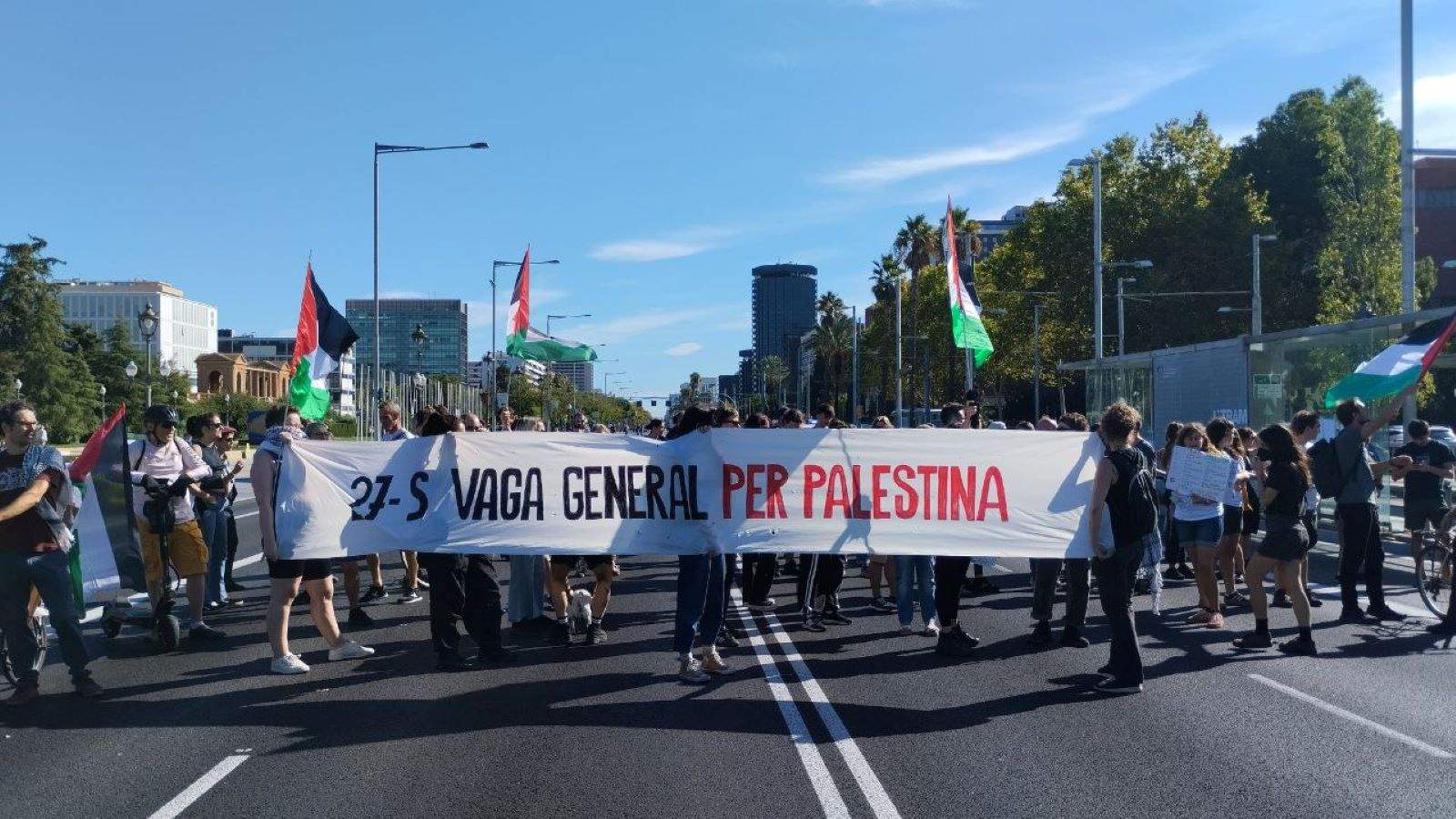 Manifestants per Palestina tallen la Diagonal i tanquen accessos a les facultats