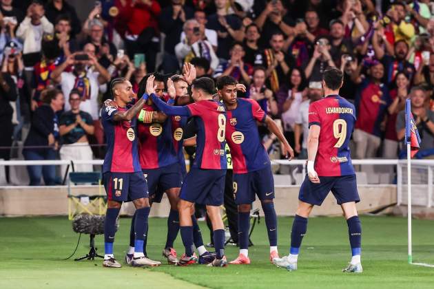 El Barça celebra el gol de Raphinha contra el Young Boys a la Champions League / Foto: Europa Press