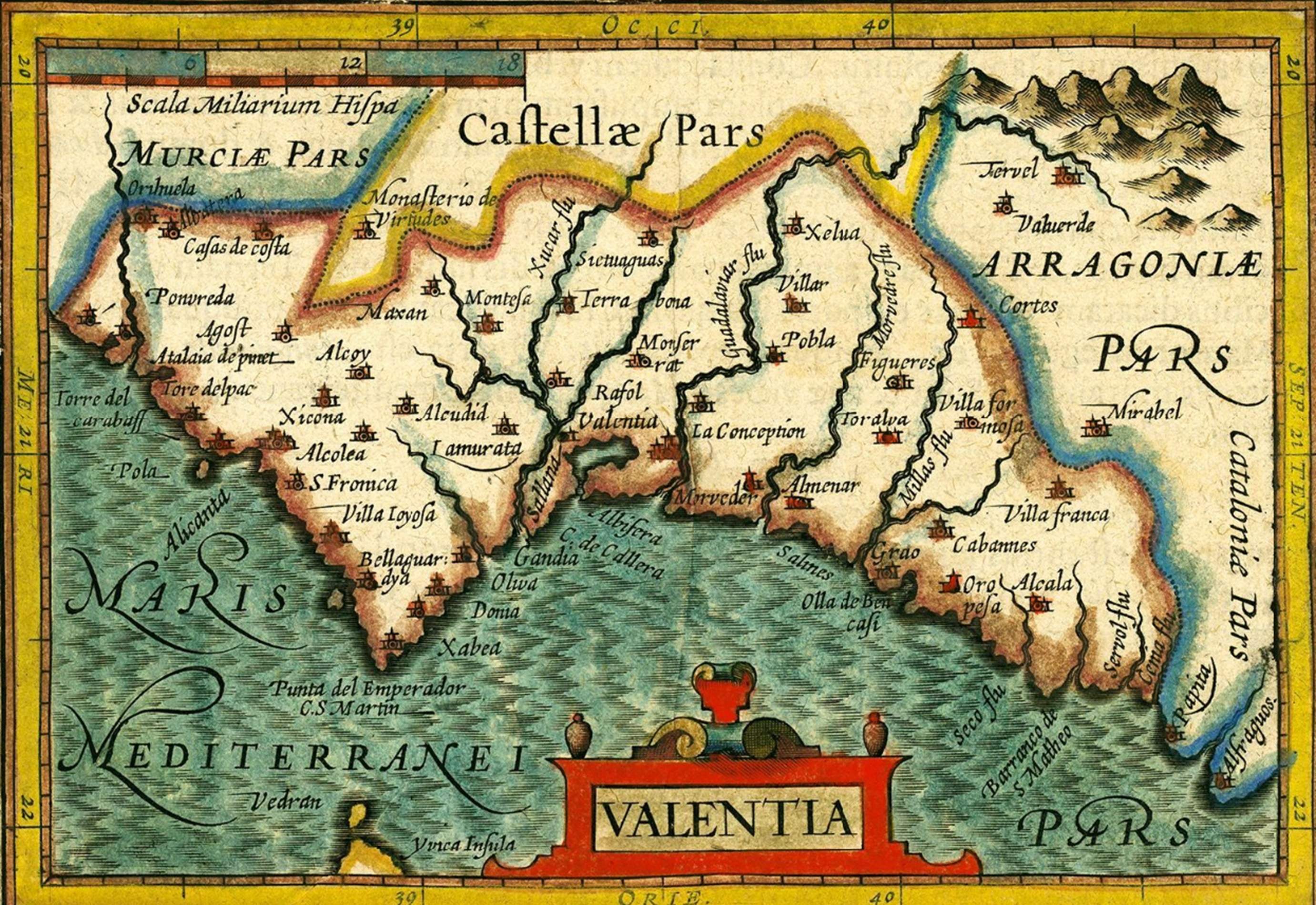 Mapa del País Valencià (segle XVII). Font Cartoteca de Catalunya