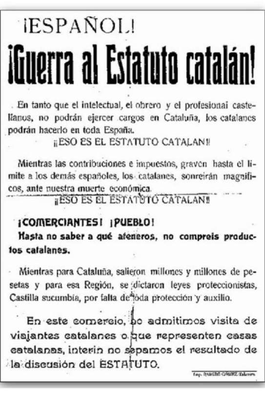 Pasquí contra l'Estatut de Catalunya. Font Arxiu d'ElNacional