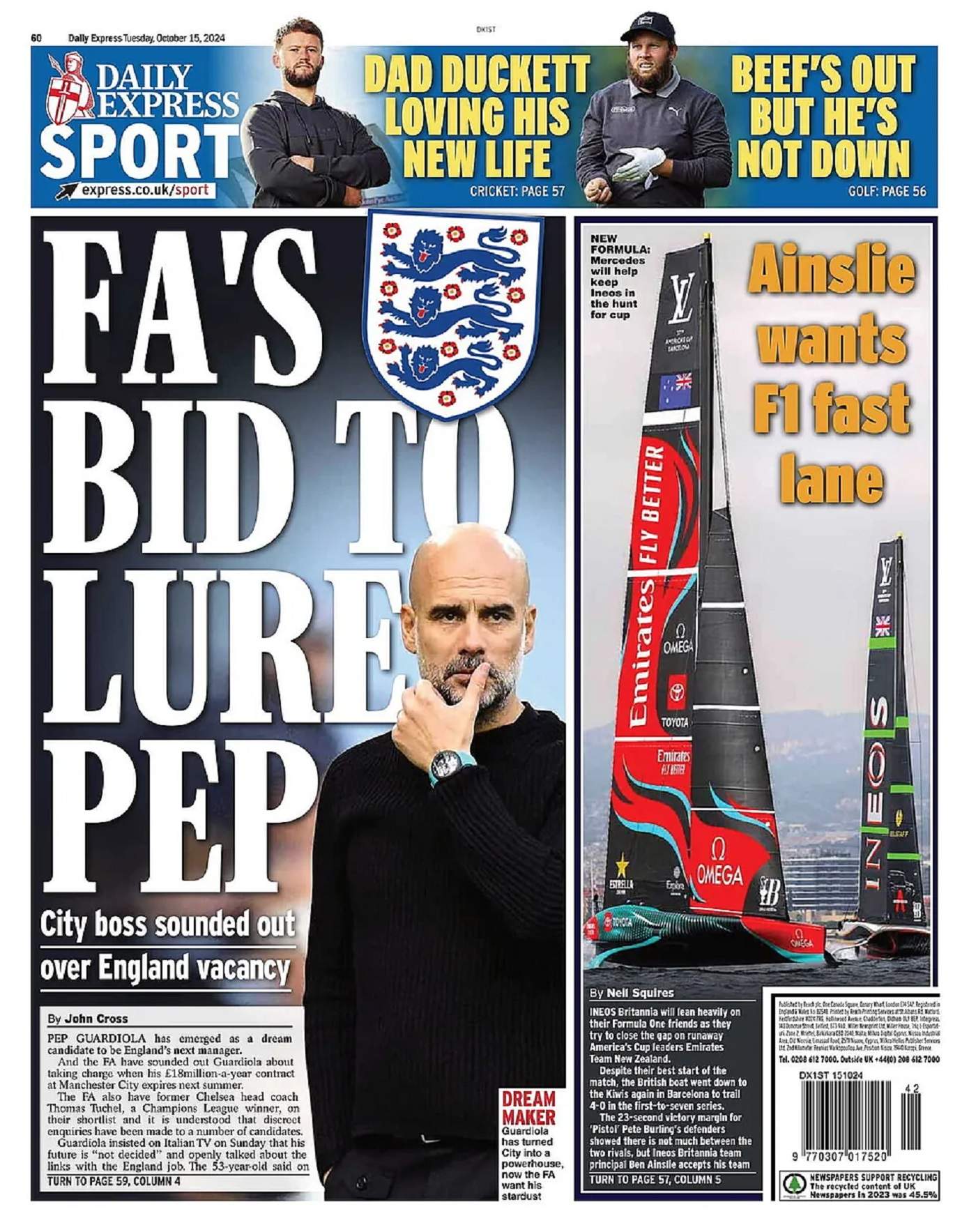 Portada Daily Express Pep Guardiola