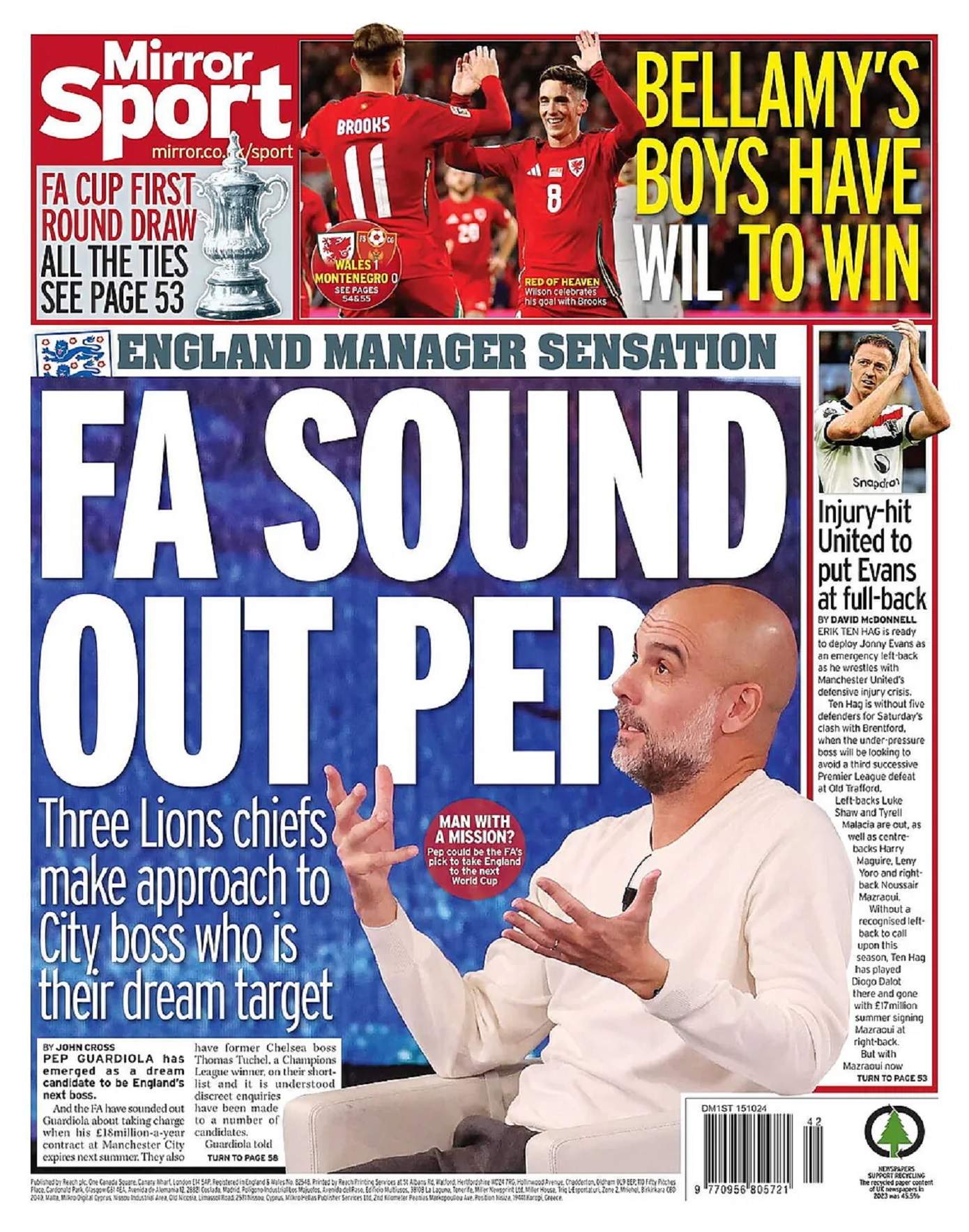 Portada Mirror Pep Guardiola