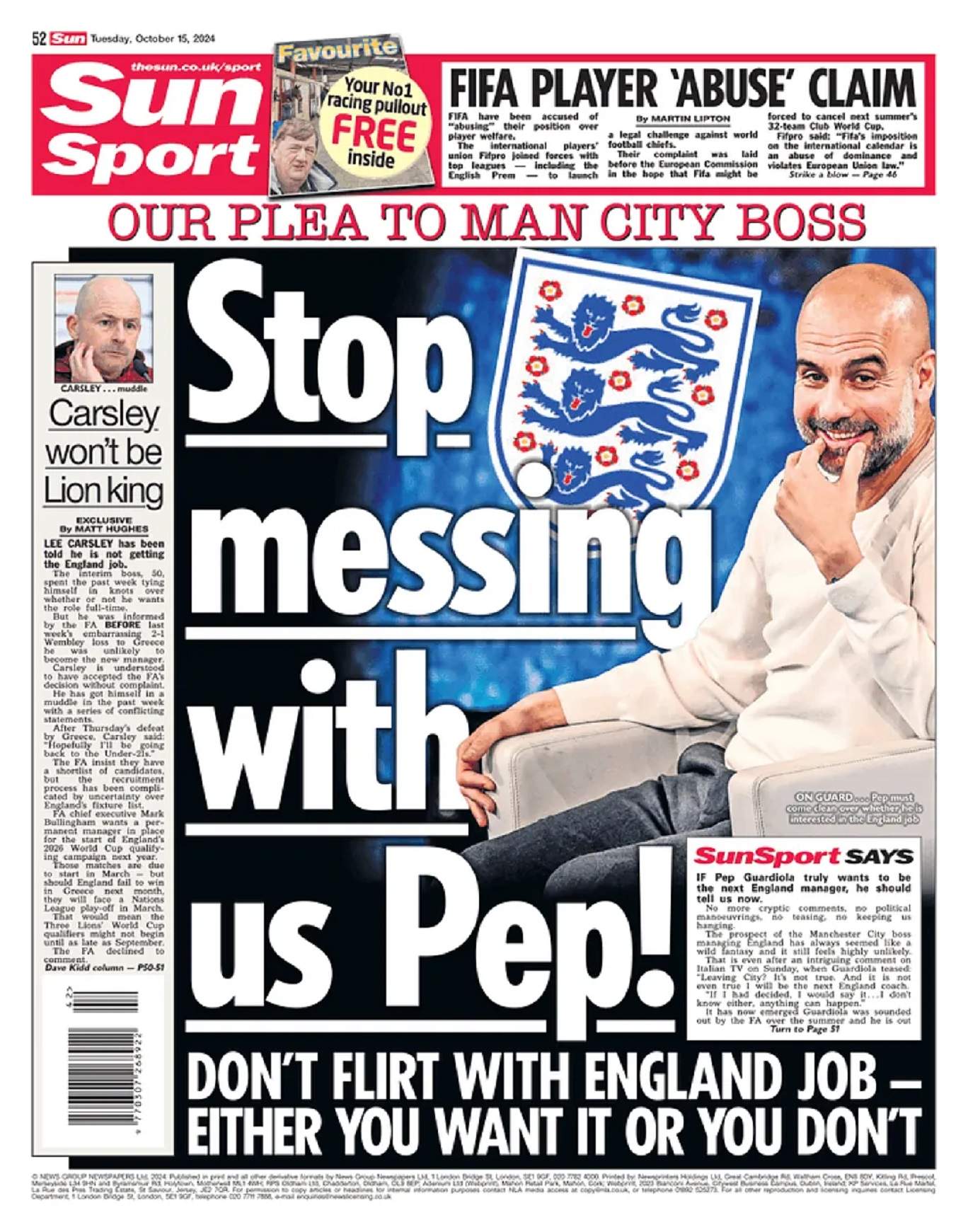 Portada The Sun Pep Guardiola