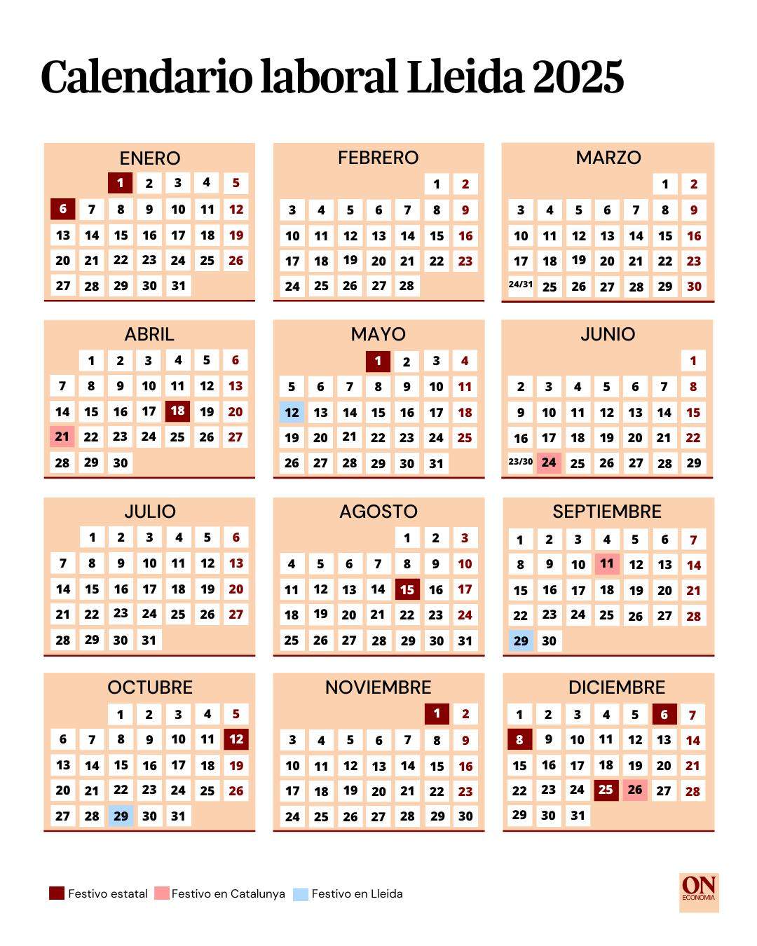 Calendario laboral Lleida 2025