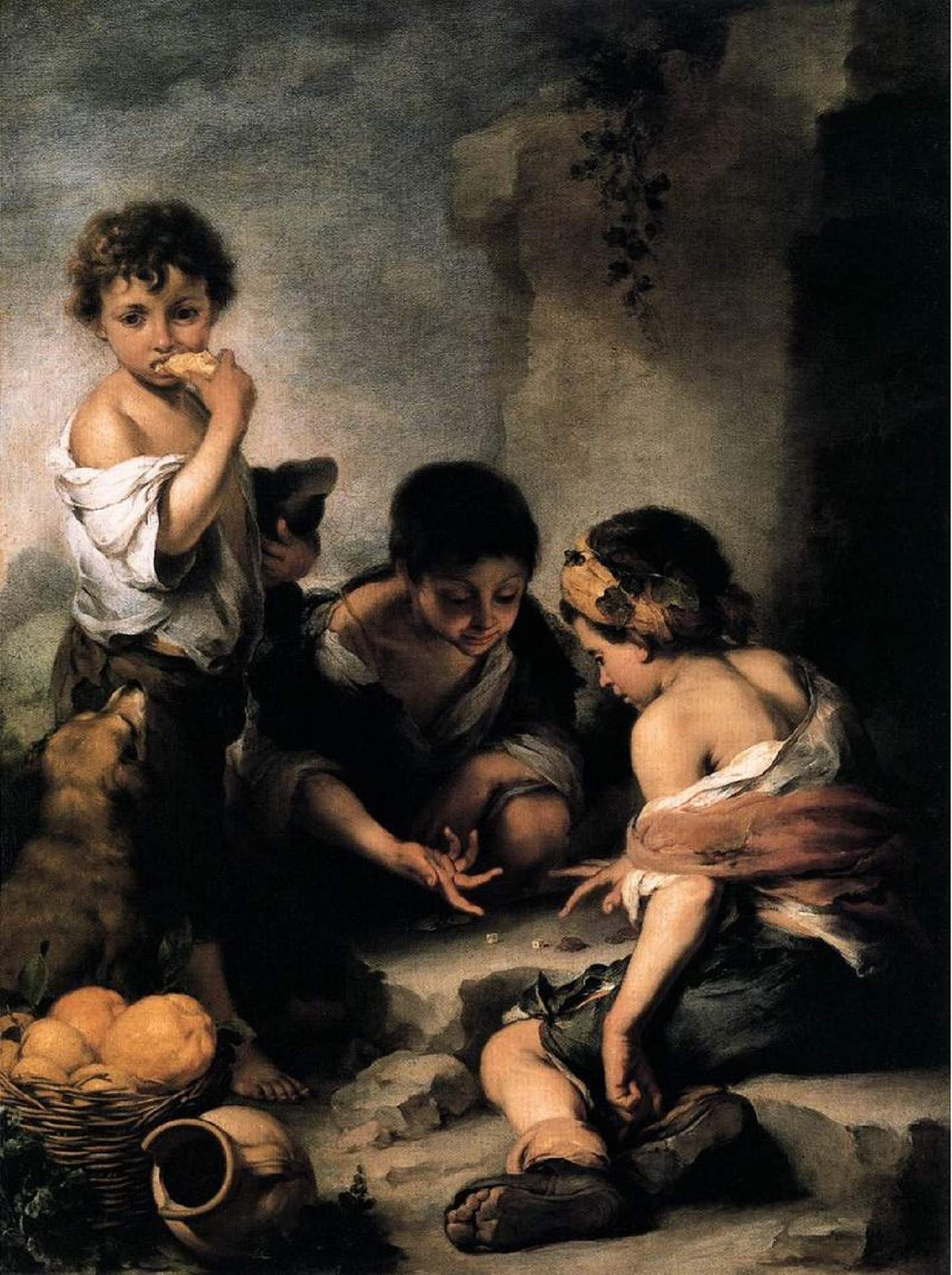 Nens jugant als daus. Bartolomé Murillo (segle XVII). Font Pinacoteca de Munic