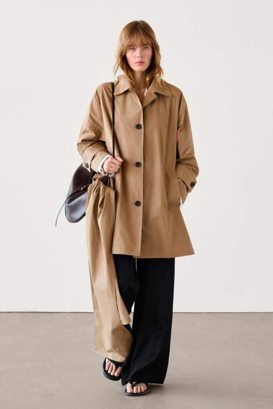 Gabardina trench algodón con bufanda1