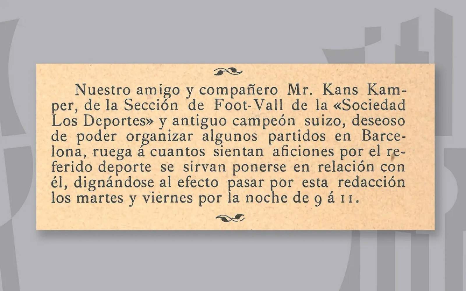 125 anys de la creació del Barça i de l'anunci més petit de la història