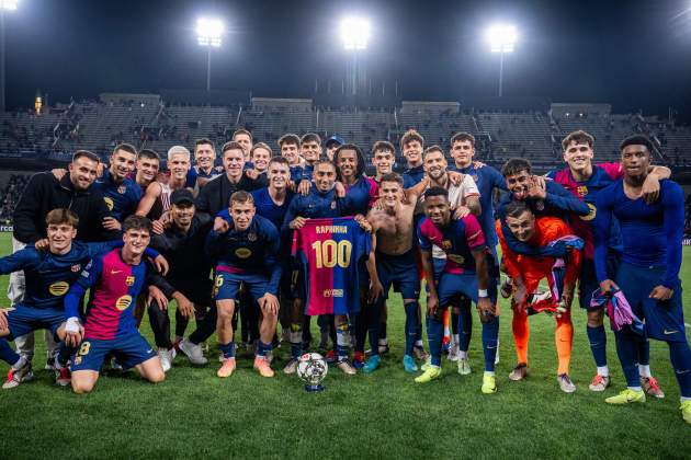 Barça celebracion Raphinha 100 partits FC Barcelona