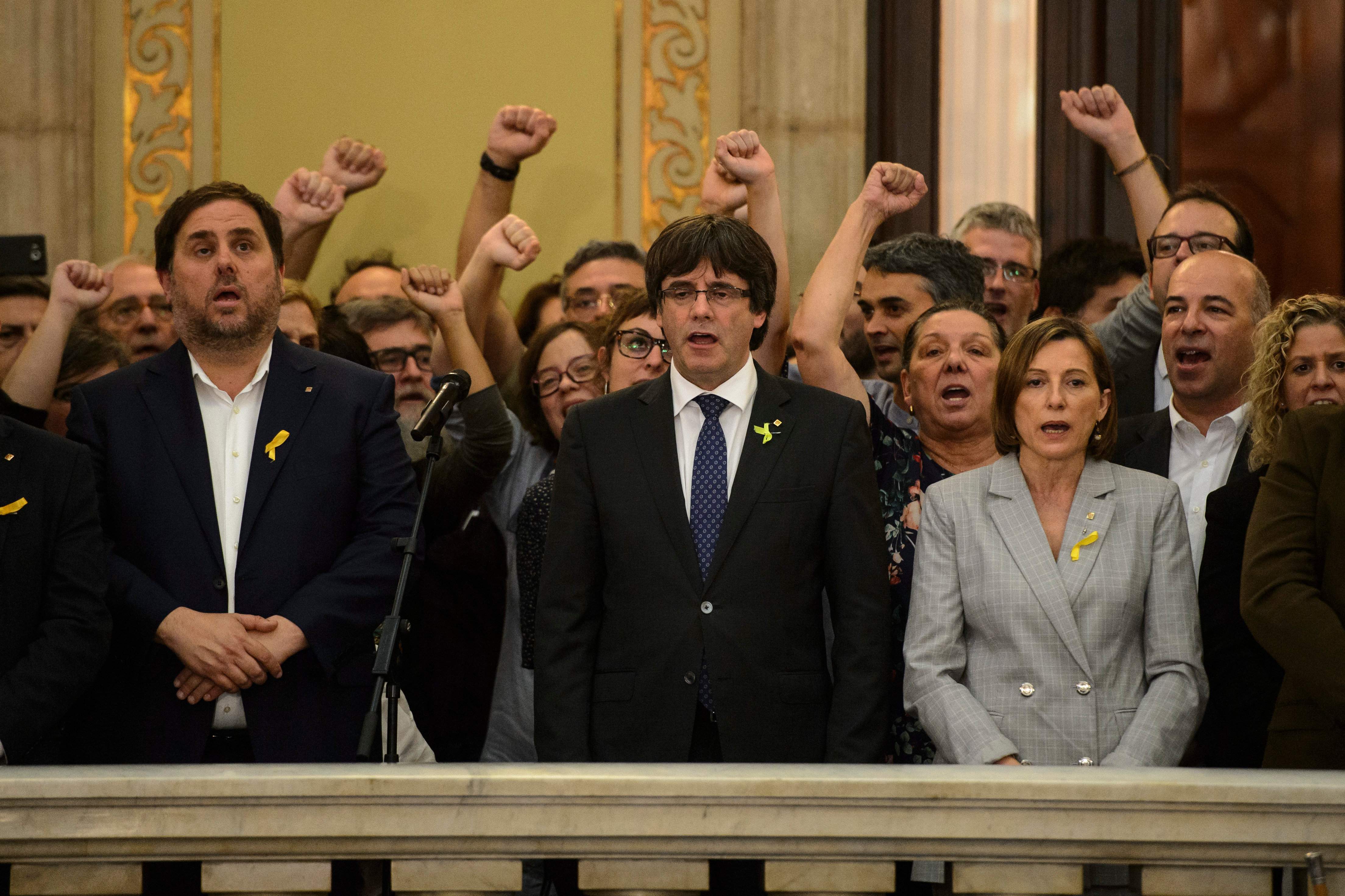 Declaració Unilateral d'Independència (ACN). Junqueras, Puigdemont i Forcadell