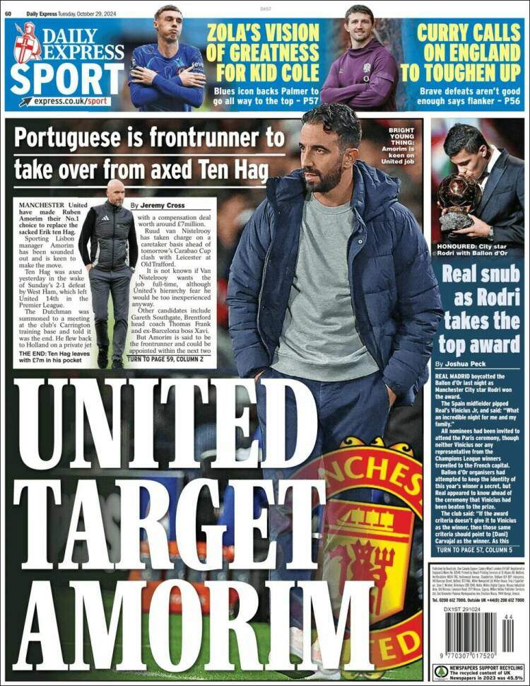 Daily Express Sport Portada 29 10 2024