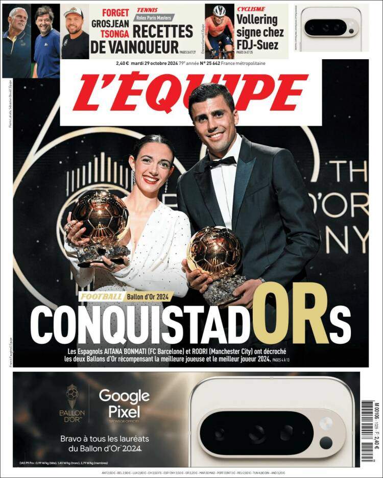 El Équipe Portada 29 10 2024