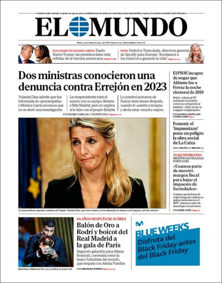 El Mundo Portada 29 10 2024