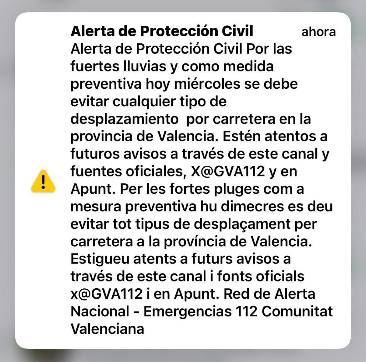 alerta de protecció civil dana valencia