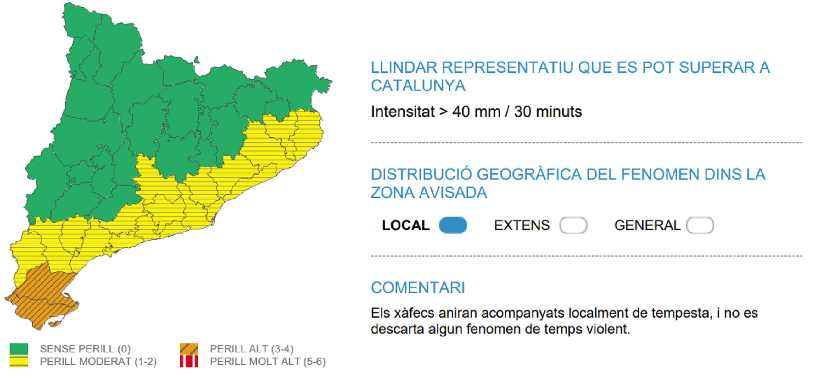 Alerta aguaceros jueves, 31 octubre 2024 Catalunya Meteocat