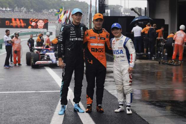 George Russell, Lando Norris i Yuki Tsunoda al GP de Brasil / Foto: EFE