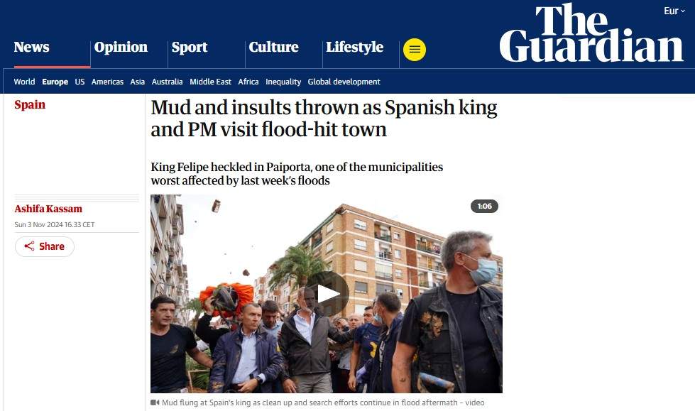 The Guardian visita rei Felip VI Paiporta, Pais Valencia