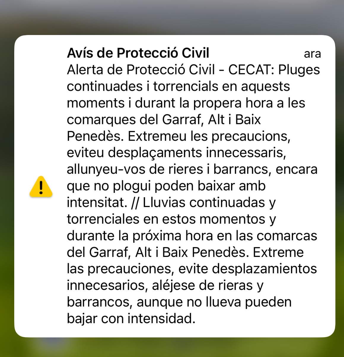 Protecció Civil Garraf Penedès alerta DANA