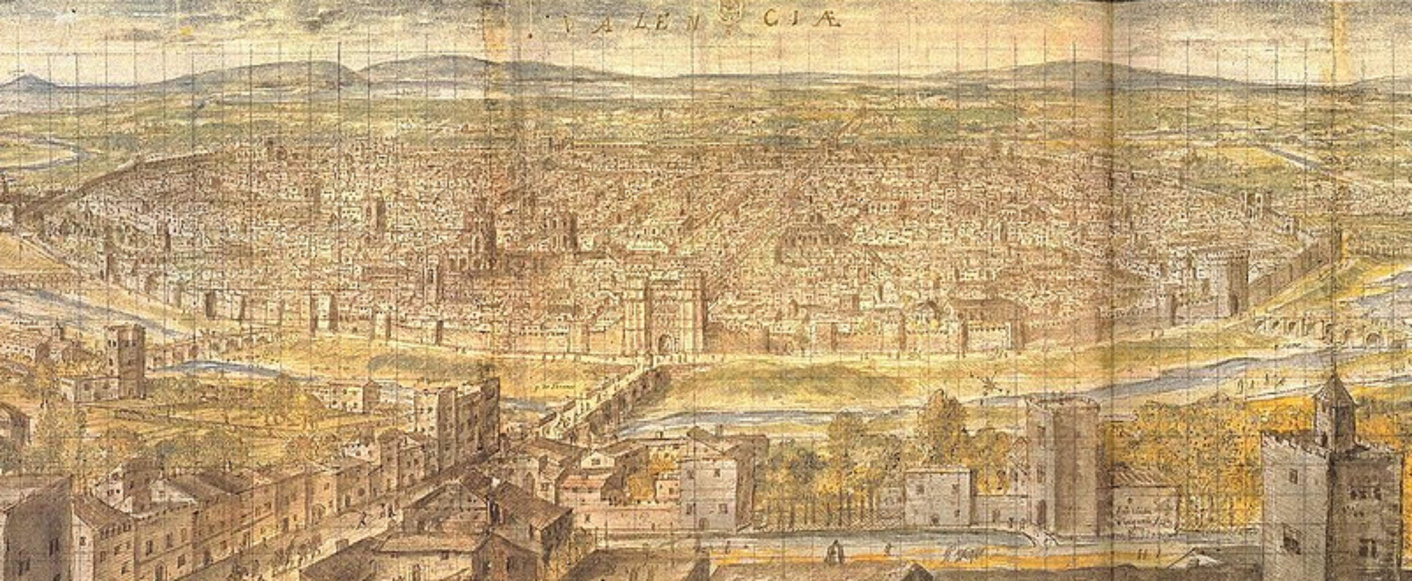 Gravat de València (1563) obra de Wyngaerde. Font Wikimedia Commons