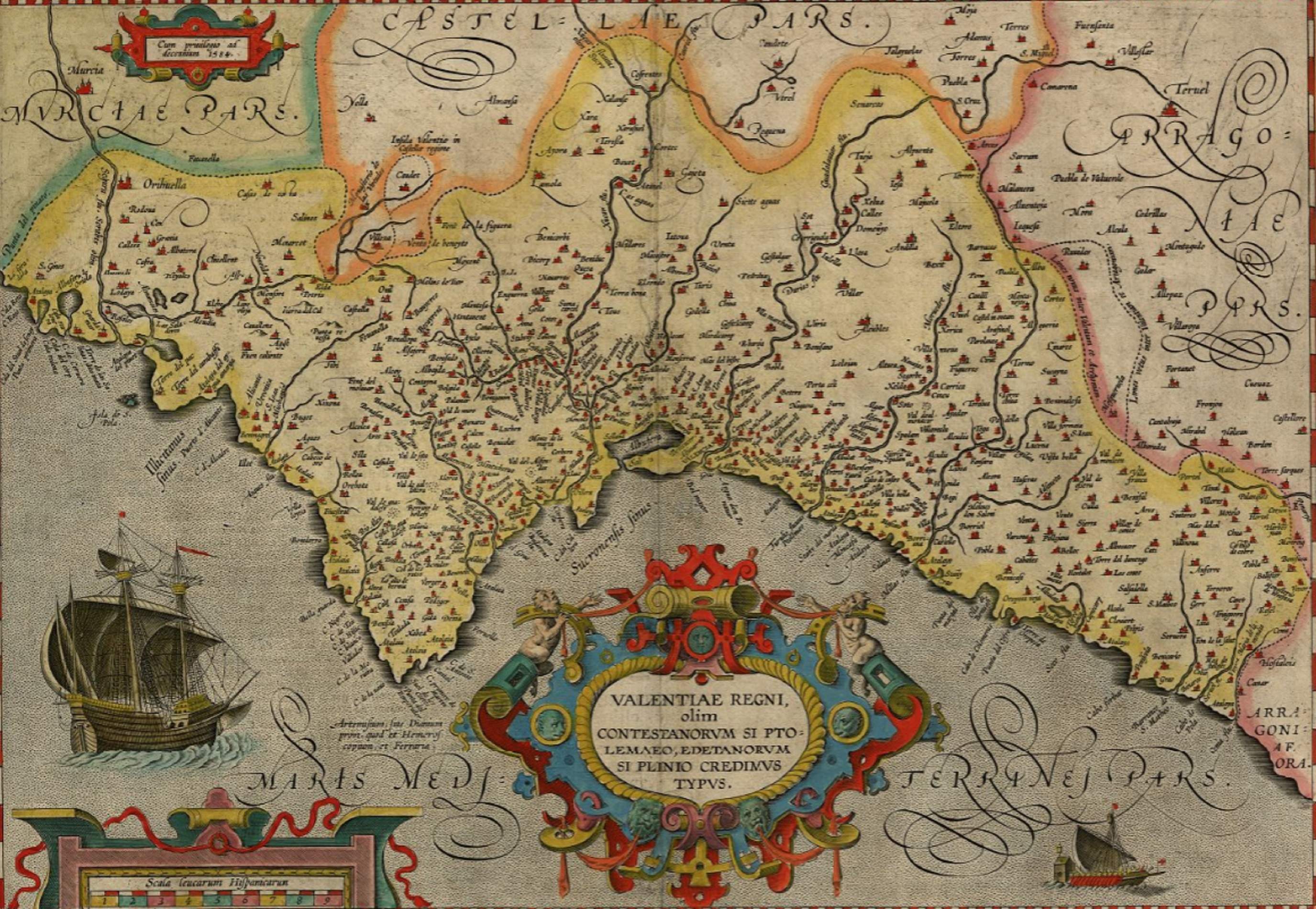 Mapa del País Valencià (1584). Font Institut Cartografic de Catalunya