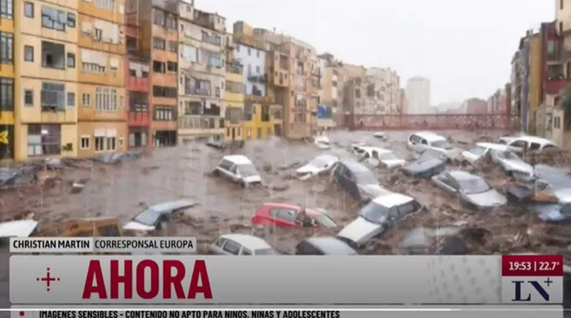 Onyar inundado: la falsa imagen de una televisión argentina para informar de la riada de Cadaqués