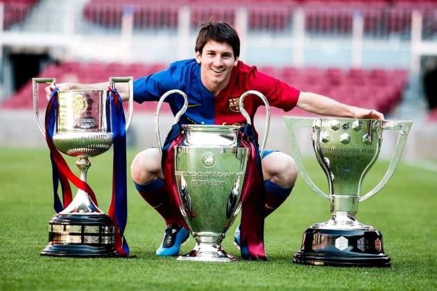 Leo Messi amb el triplet aconseguit al 2009 / Foto: FC Barcelona