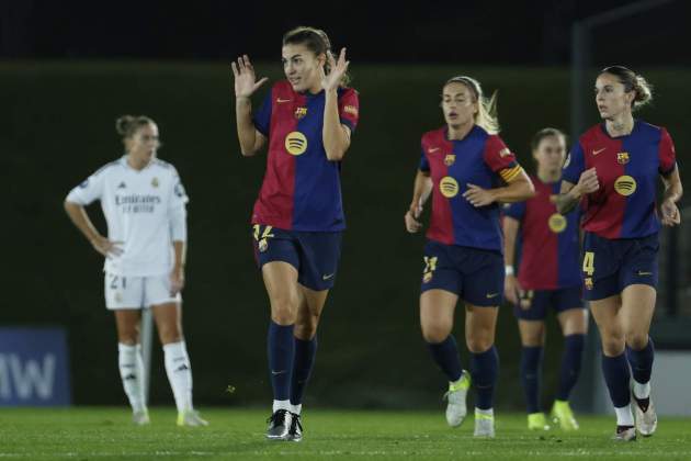 Patri Guijarro celebra el seu gol amb el Barça Femení al Clàssic / Foto: EFE