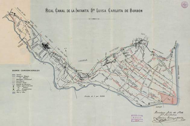 1280px Mapa de 1908 del Canal de la Infanta, de Mariano Tomàs y Barba