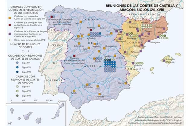 Mapa polític de la monarquia hispànica durant els segles XVI i XVII. Font Instituto Geográfico Nacional.