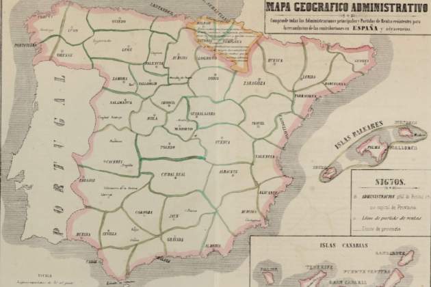 Mapa de la divisió provincial (1852). Font Institut Cartografic de Catalunya