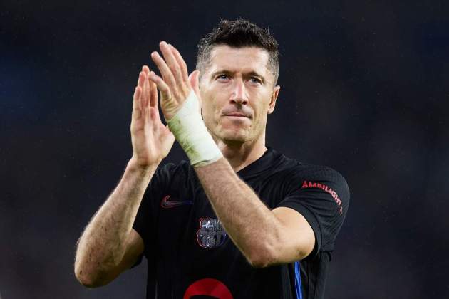 Lewandowski celebrant al acabar partit Barça / Foto: Europa Press