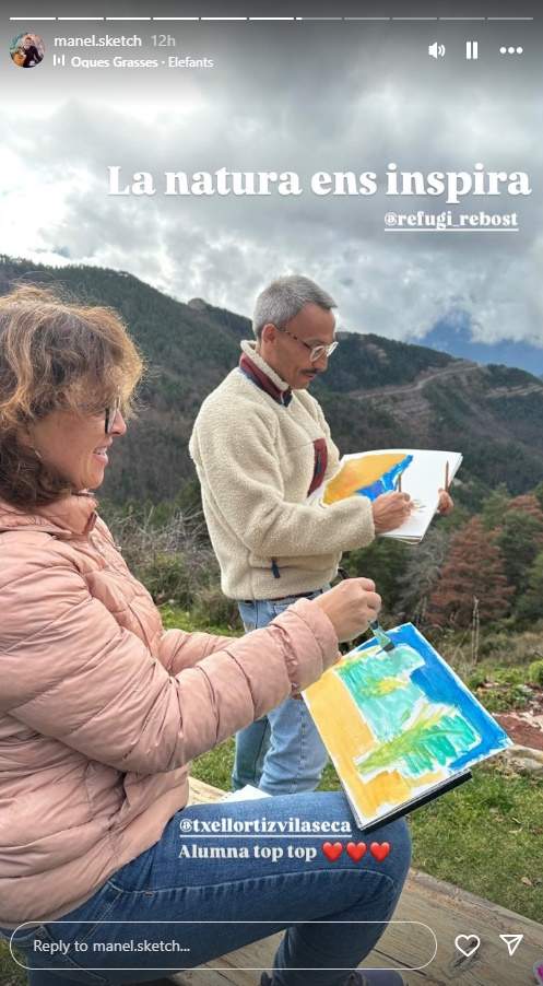 Txell Ortiz del TN Noche pintando el Berguedà, Ig