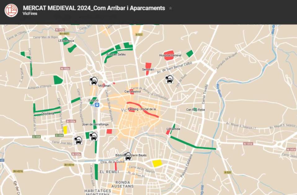 Mercado medieval de Vic 2024 Mapa parkings