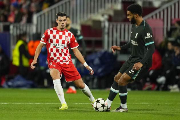 Miguel Gutiérrez en el Girona - Liverpool de Champions / Foto: EFE