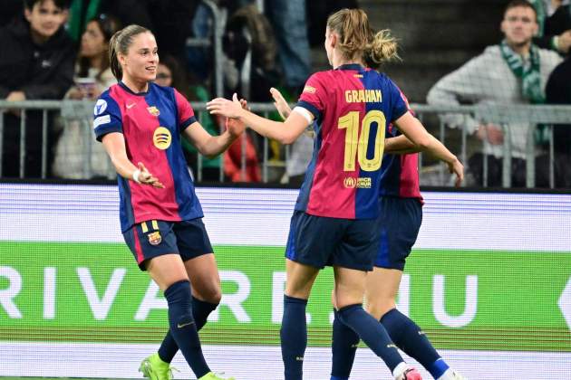 El Barça femenino celebra un gol en la Champions / Foto: EFE