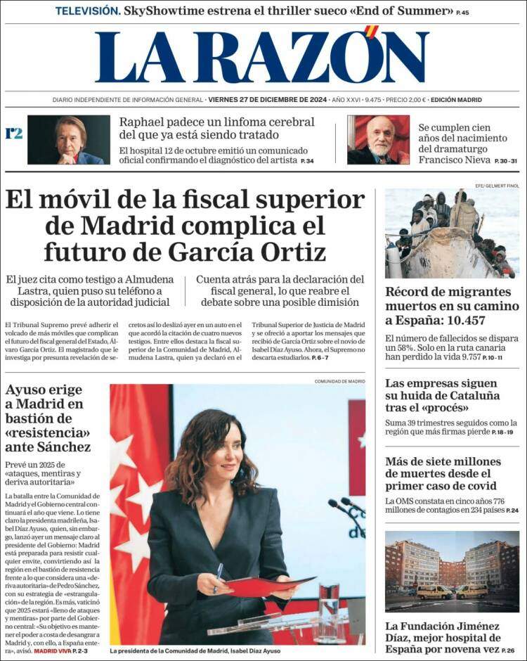 Portada 'La Razón'