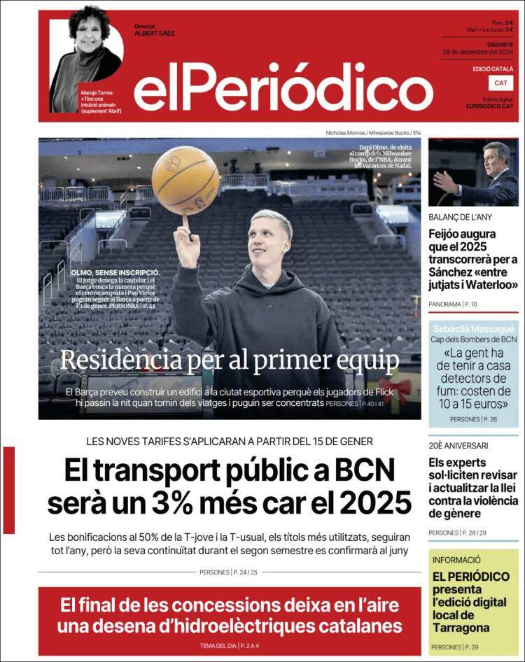 Portada El Periodico 28 desembre