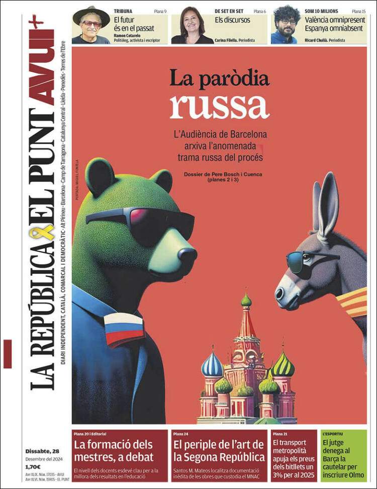 Portada El Punt Avui 28 desembre