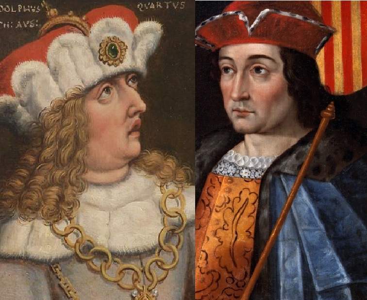 Rodolf IV de Austria y Ramon Berenguer IV de Barcelona. Fuente Museo de Viena y Museo del Prado