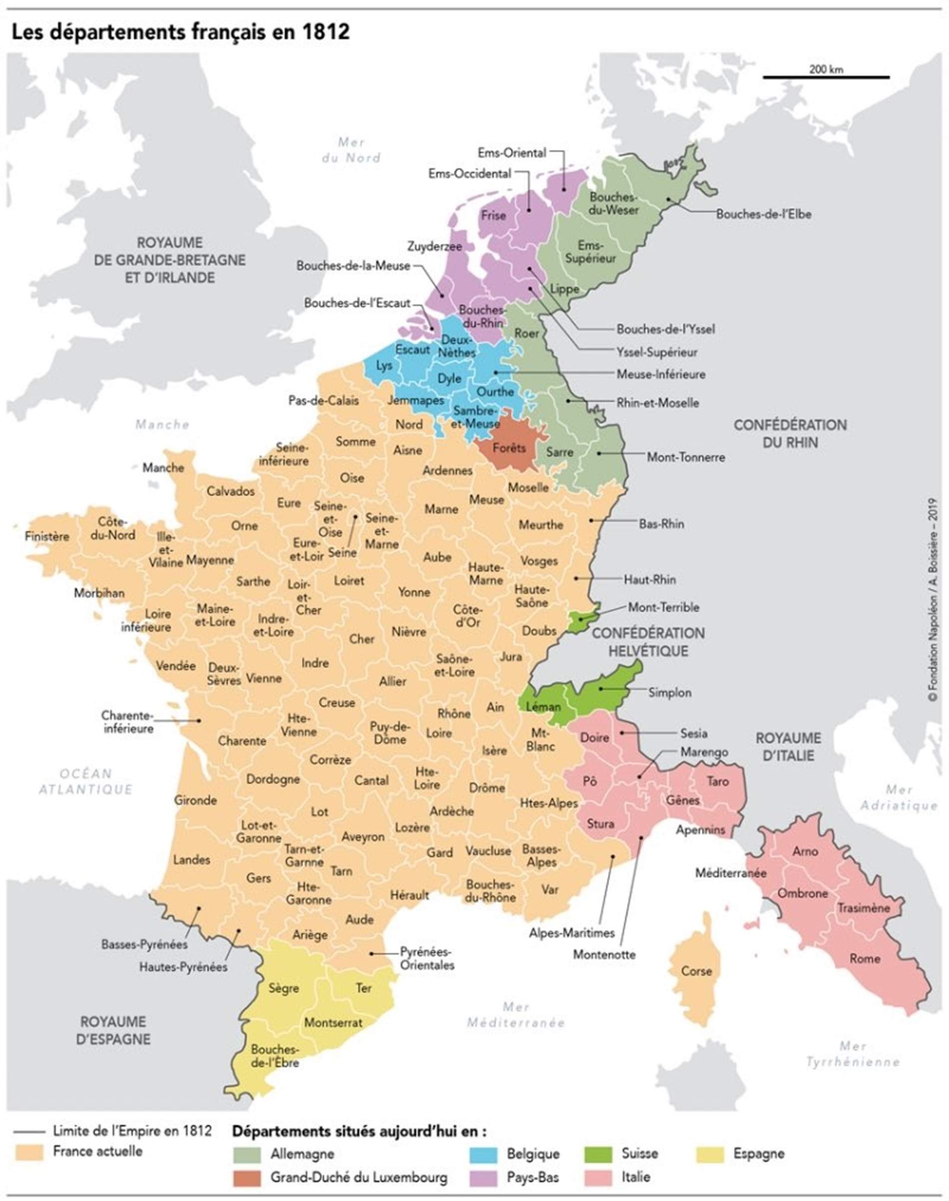 Mapa de l'Imperi francès de Napoleó. Font Atles de Cartes de France