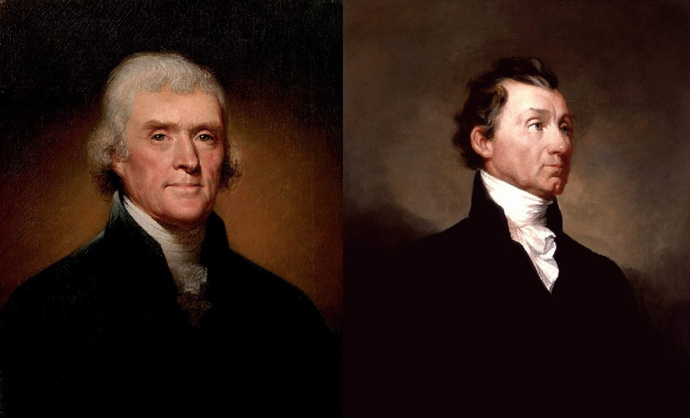 Thomas Jefferson, president dels Estats Units el 1803 i James Monroe, negociador en cap de l'operació Louisiana. Font Casa Blanca