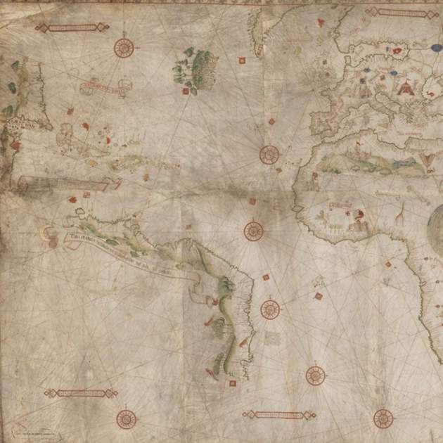 Carta marina del Atlántico (1505). Fuente: Bibliothèque Nationale de France