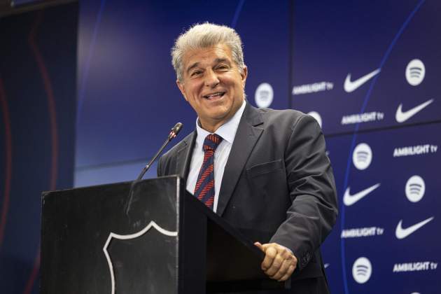 Joan Laporta, en la roda de premsa del cas Olmo / Foto: Montse Giralt