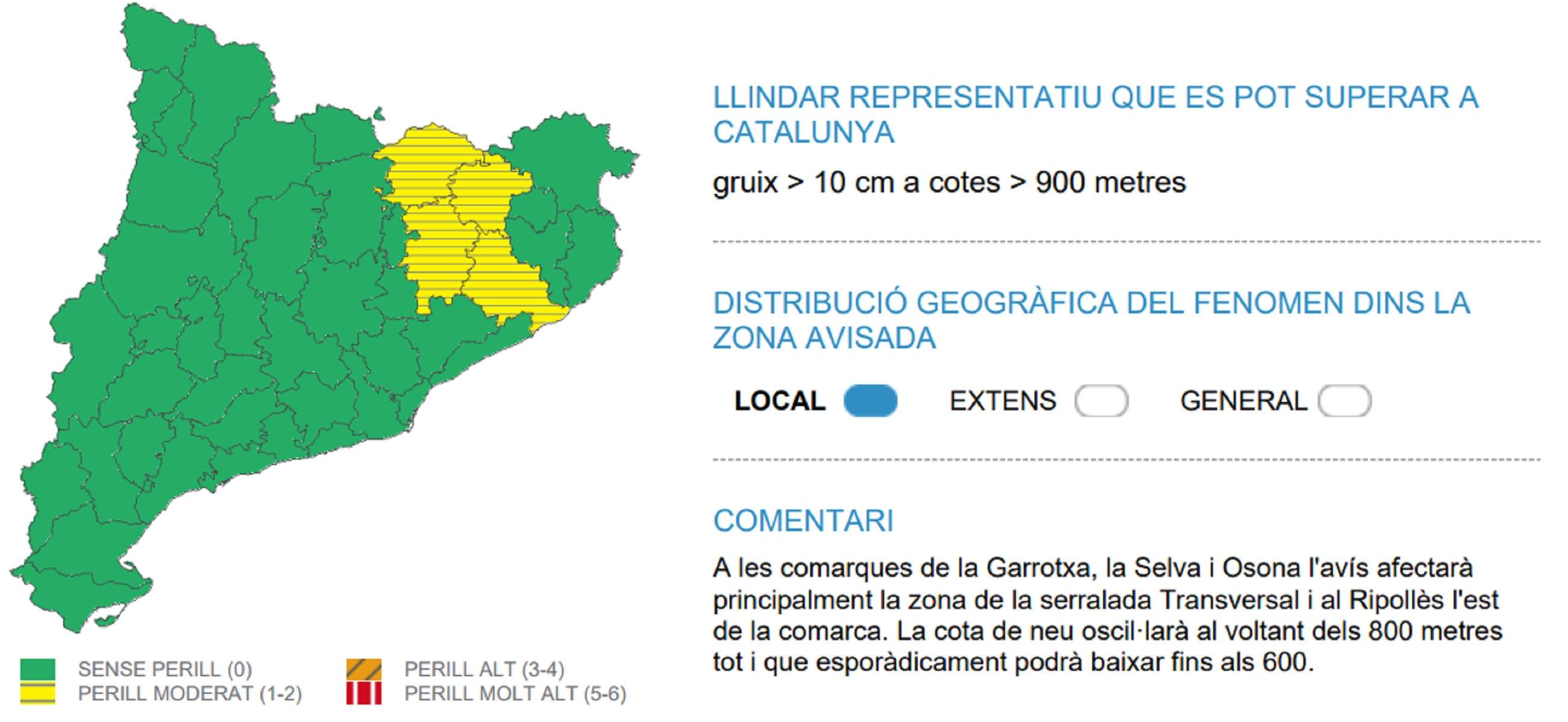 Alerta Meteocat nevades dijous, 16 gener 2025 Catalunya