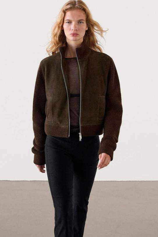 Chaqueta combinada pell barreja lana1